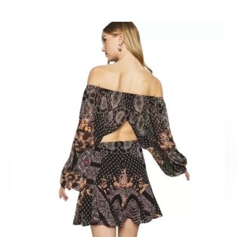 Free People Seven Wonders MiniBoho Floral Open Back Off Shoulder Festival - Picture 5 of 8